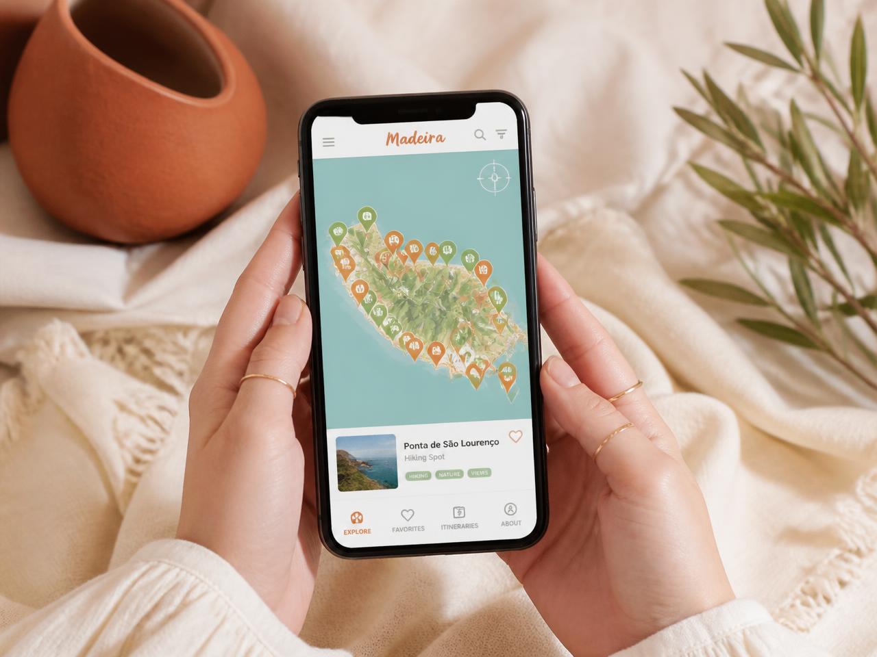 Aperçu de la carte interactive de Madère avec les lieux repérés par Lulu Travel